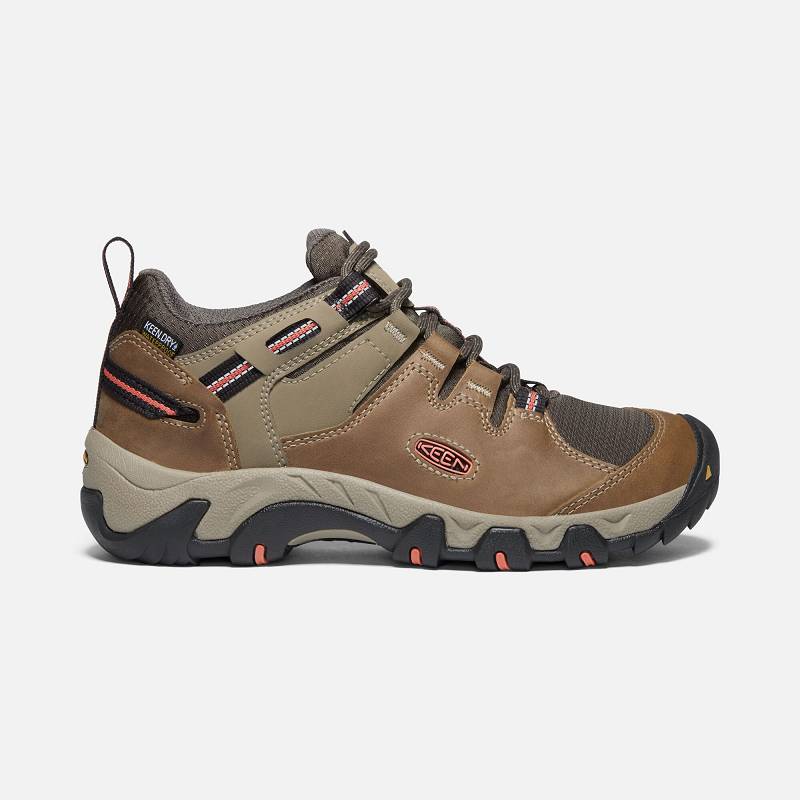 Keen Steens Waterproof Wanderschuhe Damen DE-74609 Timberwolf/Coral - Keen Damenschuhe Braun